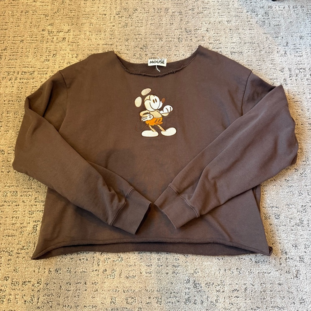 Disney Brown Sweatshirt with Mickey Mouse - Cropped